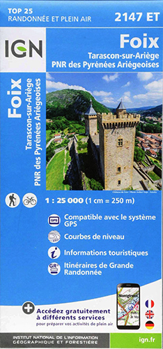 Carte IGN 2147 ET Foix - Tarascon-sur-Ariège